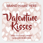 Valentine Kisses Custom Pink Candle Labels  (Voorkant)