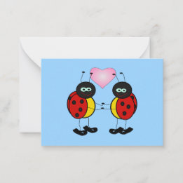 Valentine Ladybugs en Love Mini Cartes pour enfant