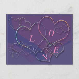 Valentine Linking Heart Outlines Love Carte postal