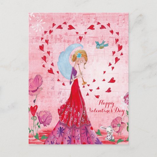 Valentine Love Music Girl | Carte postale (Devant)