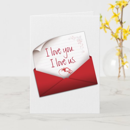 Valentine Love Note dans la carte Enveloppe Rouge (Fleur jaune)