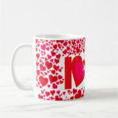 Valentine "love u" coeurs rouge rose & blanc mug (Gauche)