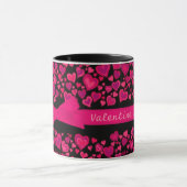 "Valentine love you" coeurs rouge rose noir mug (Centre)