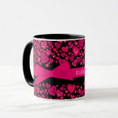 "Valentine love you" coeurs rouge rose noir mug (Devant gauche)