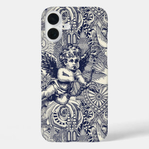 valentine maximalisme marineblauwe parel iPhone 16 plus hoesje