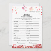 Valentine mot scramble nuptiale carte de jeu de do (Devant)