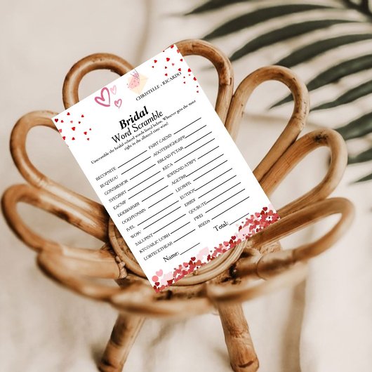 Valentine mot scramble nuptiale carte de jeu de do