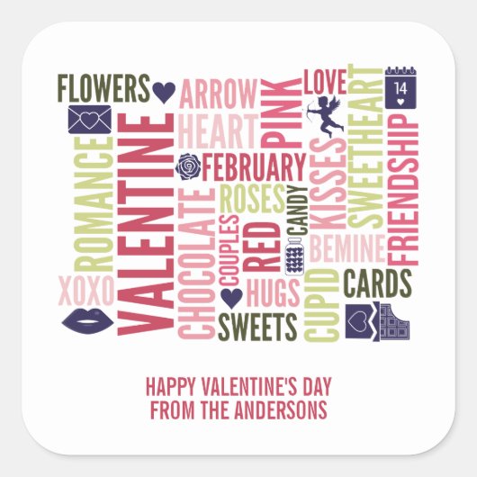 Valentine Mots Stickers Saint Valentin (Devant)