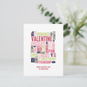Valentine Mots Valentine's Day Carte postale (Debout devant)