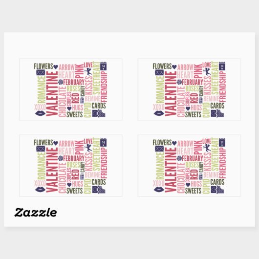 Valentine Mots Valentine's Day Rectangle Stickers (Feuille)
