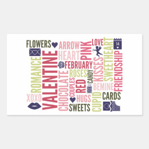 Valentine Mots Valentine's Day Rectangle Stickers