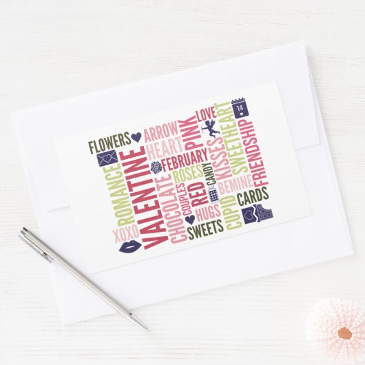 Valentine Mots Valentine's Day Rectangle Stickers (Enveloppe)