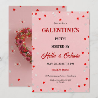 Valentine Party Invitation Printable Template Kaart