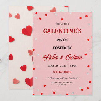 Valentine Party Invitation Printable Template Kaart