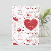 Valentine-patroon platte wenskaart -Rood op Wit Kaart (Staand voorkant)