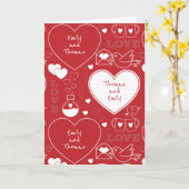 Valentine-patroon wenskaart - Wit op Rood Kaart (Gele Bloem)