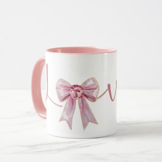 Valentine Pink Bow Mok (Voorkant links)