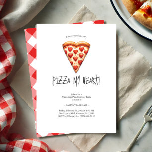 Valentine Pizza Thématique Anniversaire Invitation