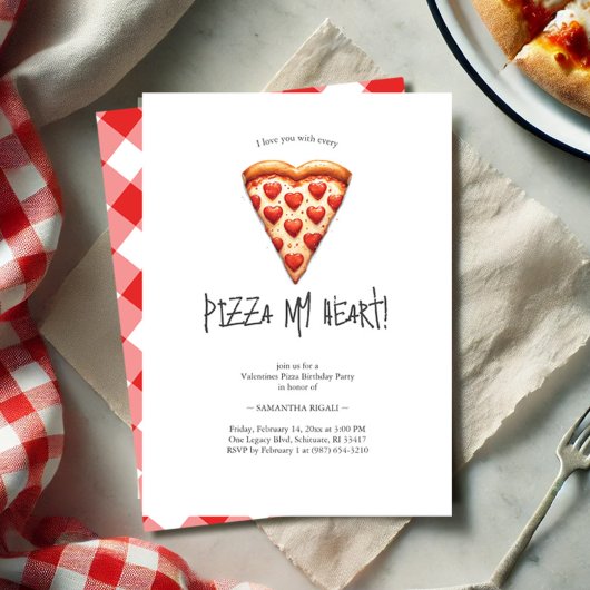 Valentine Pizza Thématique Anniversaire Invitation