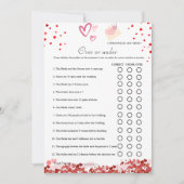 Valentine Plus ou sous la nage jeu de douche Carte (Devant)