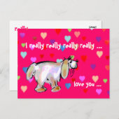 Valentine Pup & Hearts ~ Carte postale (Devant / Derrière)