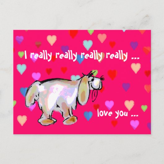 Valentine Pup & Hearts ~ Carte postale (Devant)