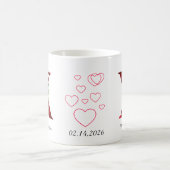 Valentine Red Heart Floral Letter X Initial Mug (Centre)