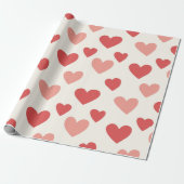 Valentine Red Heart Pattern Wrapping Paper Cadeaupapier (Uitgerold)