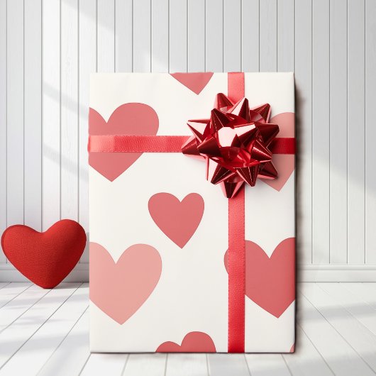 Valentine Red Heart Pattern Wrapping Paper Cadeaupapier