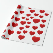 Valentine Red Hearts Wrapping Paper – Romantisch Cadeaupapier (Uitgerold)