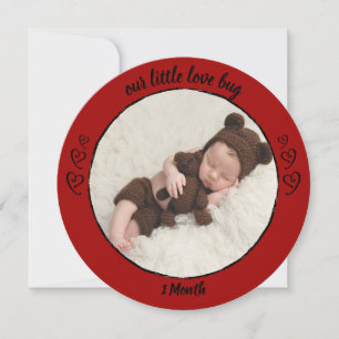 Valentine Red Photo Love Bug Heart Carte photo