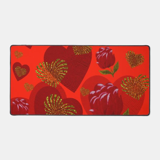 Valentine Red roses de coeur or sur le rouge fluor (Recto)