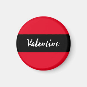 Valentine Rood Zwart Valentijnsdag Elegant Schrift Magneet