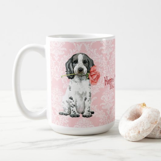 Valentine Rose Anglais Cocker Spaniel Coffee Mug (Avec donut)