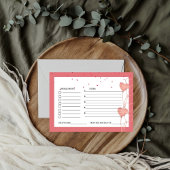 Valentine Roze Hart bruiloftsborrel recept verzoek Informatiekaartje