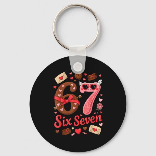 Valentine’s Day 67 Meme Filled With Hearts Funny S Sleutelhanger (Voorkant)