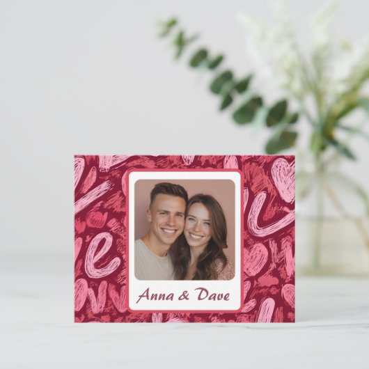 Valentine’s Day Custom Photo & Name Card Briefkaart (Staand voorkant)