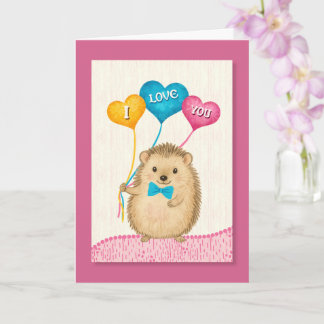 Valentine’s Day I Love You Cute Hedgehog Kaart