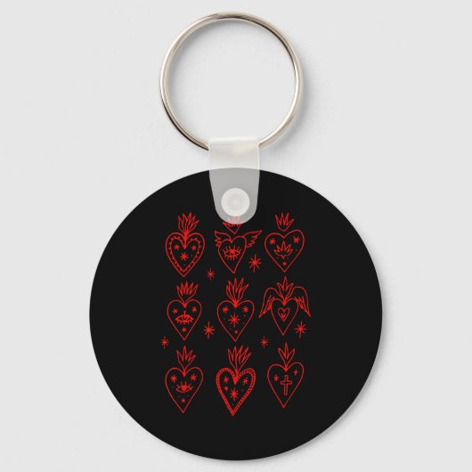 Valentine’s Day Mexican Milagro Gothic Goth Sacred Sleutelhanger (Voorkant)