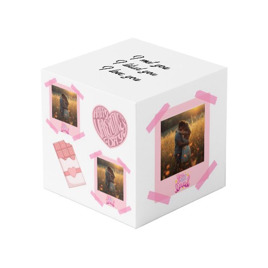 Valentine’s Day Personalized Photo Cube Kubus (Voorkant hoekig)