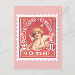Valentine Salutations Cupide Rouge Timbre carte po