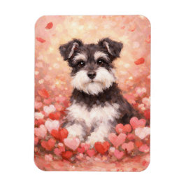 Valentine Schnauzer with Hearts Flexible Magneet