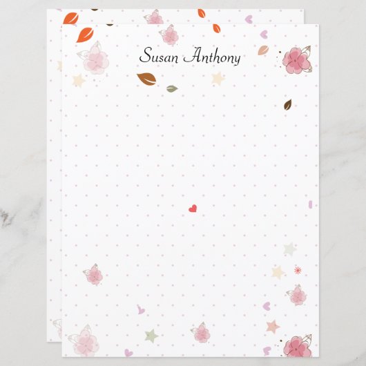 Valentine Shabby Chic Polka Dot Papier fixe (Devant / Derrière)