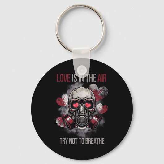 Valentine Skull Gas Mask Love Romance Sleutelhanger (Voorkant)