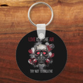 Valentine Skull Gas Mask Love Romance Sleutelhanger (Voorkant)