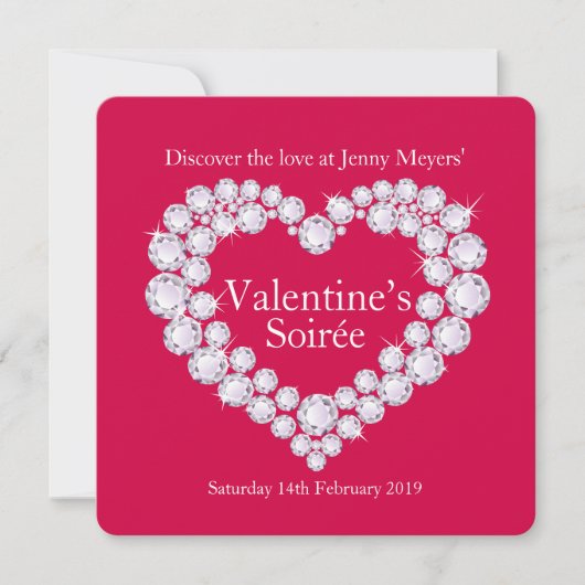 Valentine soirée carreau coeur invitation (Devant)