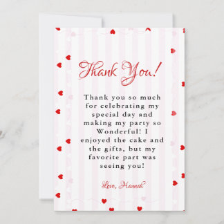 Valentine Sweatheart birthday Thank You card Kaart
