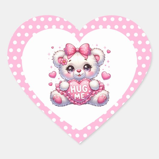 Valentine Teddy Heart Stickers (Devant)