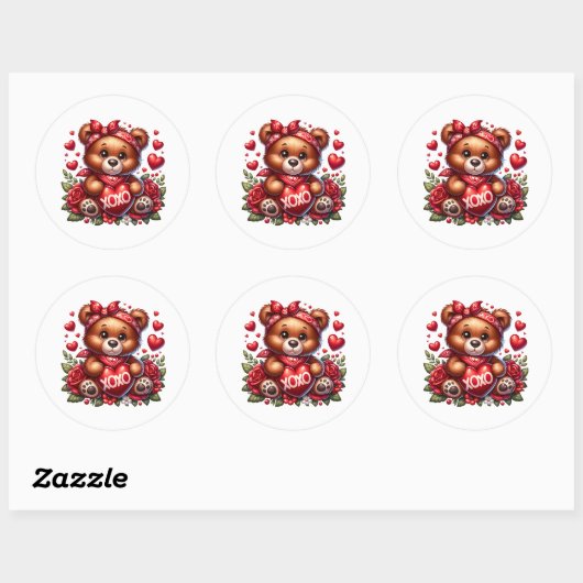 Valentine Teddy Stickers (Feuille)