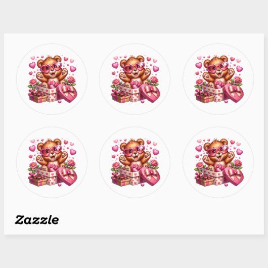 Valentine Teddy Stickers (Feuille)